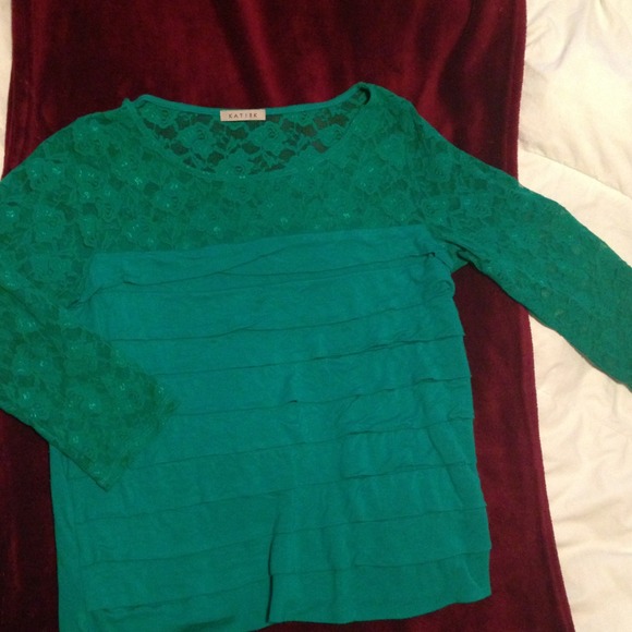 Sweaters - 📚Bright green partial lace shirt, very sexy