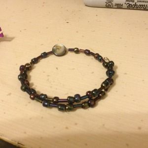 Black/Onyx colored Beaded wrap bracelet.