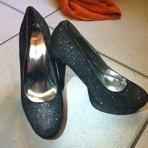 Heels, Black&Silver Glitter