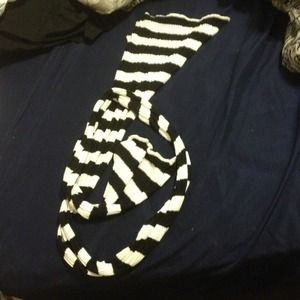 Black&White Striped long skinny scarf