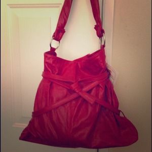 NWT Red Leather Hobo Handbag