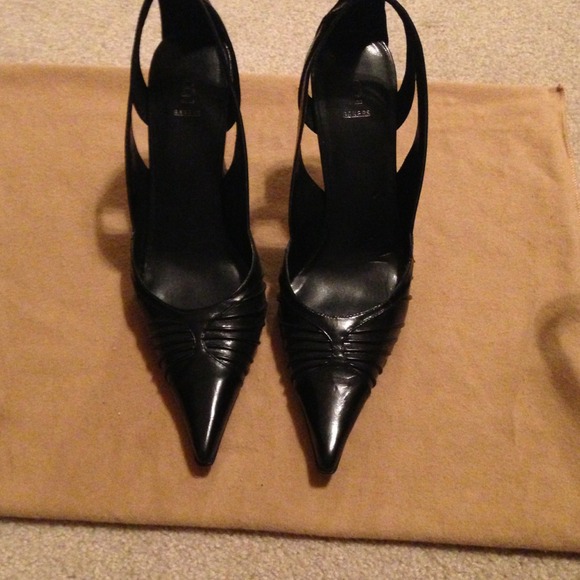 Black leather baker shoes