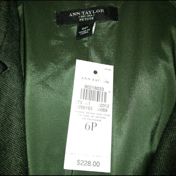 Ann Taylor green wool military blazer!