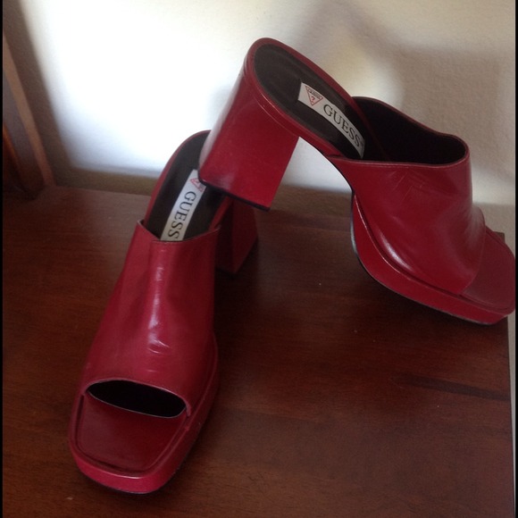 Chunky Heeled Red GUESS Shoes