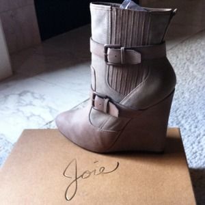 Joie distressed leather platform booties
