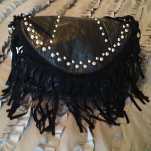 Black fringe handbag