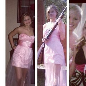 Alyce baby pink prom dress.