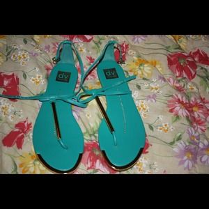 DV sandals. Teal with gold hardware.