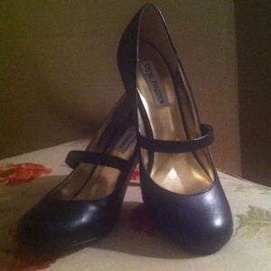 Black Leather Steve Madden Mary Janes