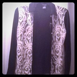 black and white lace top