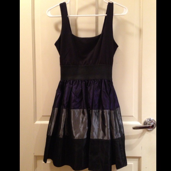 Black, silver & navy metallic dress