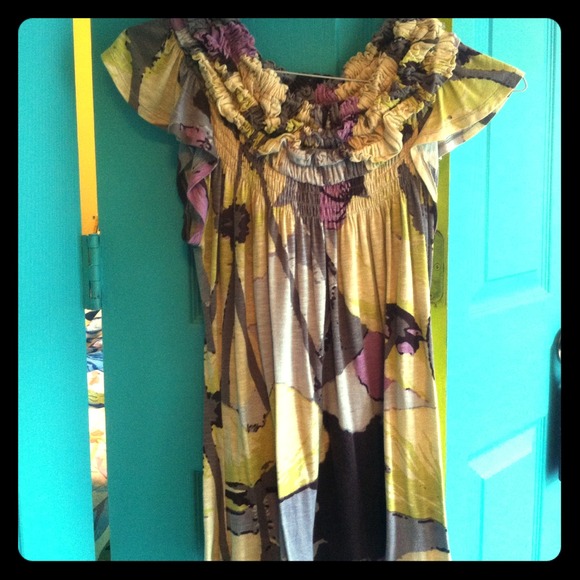 Anthropologie Ruffle Boat Neck Shirt