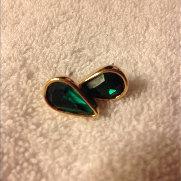 Gold & green earrings