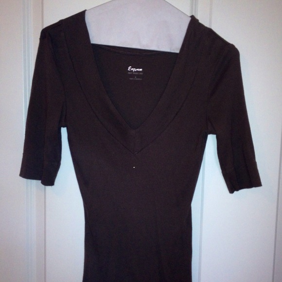 Express brown v-neck cotton shirt