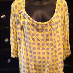 Yellow with grey dots shirt