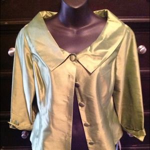 Silk apple green waist length jacket