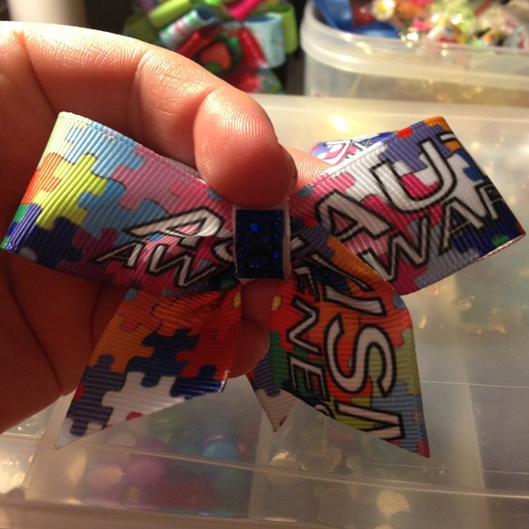 Autism awareness hair bows