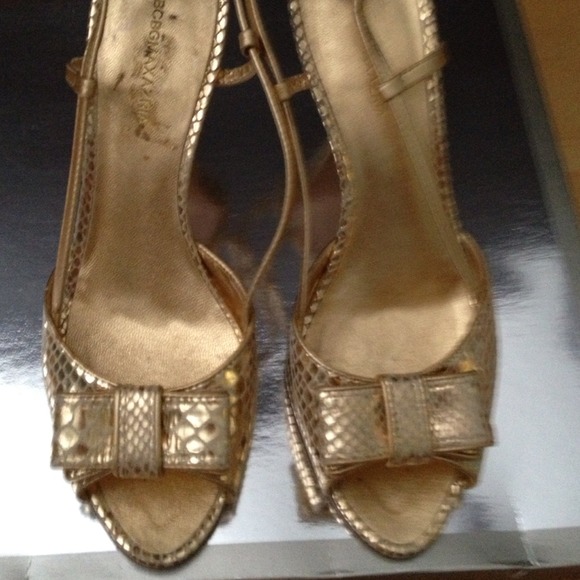 BCBG gold strap sandals