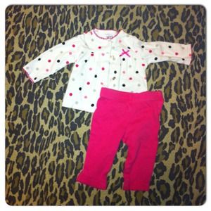 ✨Pink, White & Blue Polka Dot Pants Set✨