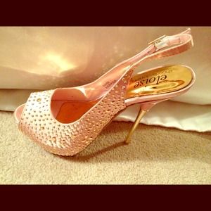 Reserved-Glam Pink sparkle heels.