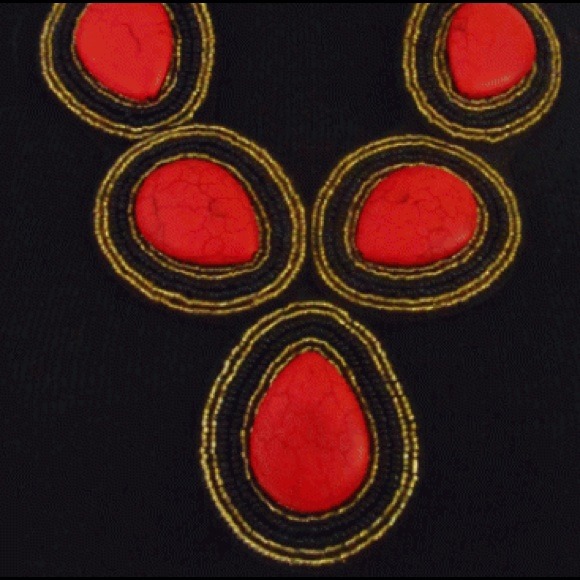 Red chunky stone necklace