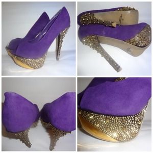 Purple and gold rhinestone pumps. Size 10 NEW!!!