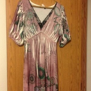 Purple and green dress