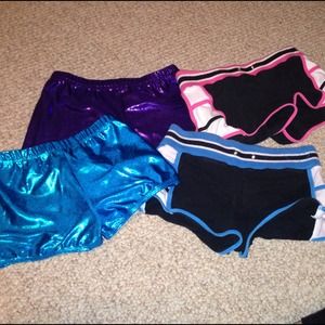 2 shimmer spandex, 2 short shorts