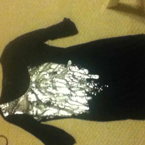 Black dress with silver design