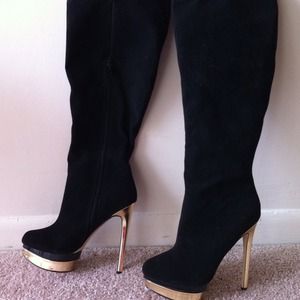 Tall knee high boots with platform; size 7 1/2