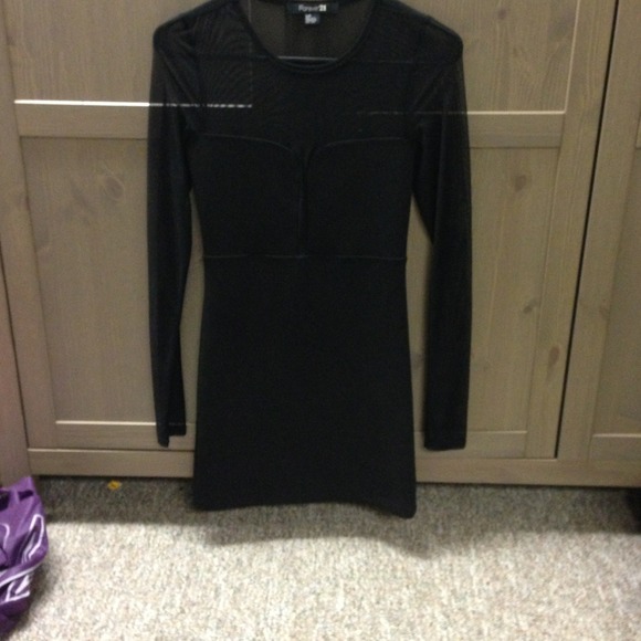 Forever21 black mesh back/sleeve dress