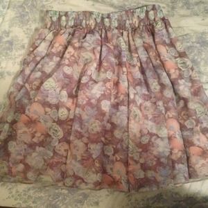 American Apparel Floral Chiffon Double Layer Skirt