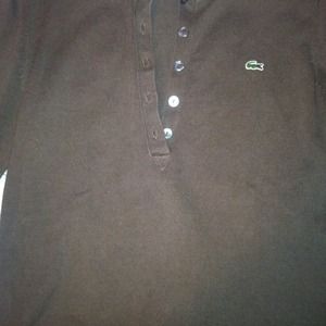 Chocolate brown Lacoste half button long sleeve