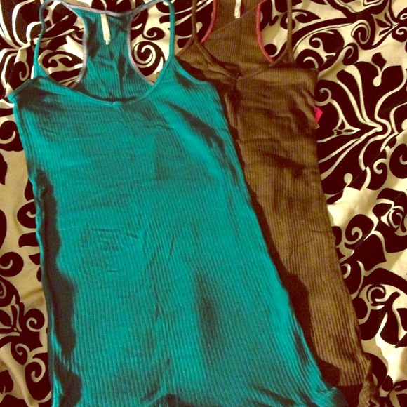 Teal and brown racer back tanks