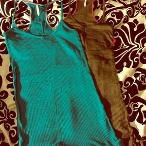 Teal and brown racer back tanks