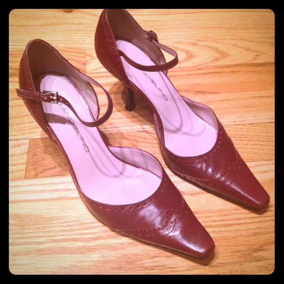 Bundle Red Pumps, black sling back, striped shirt