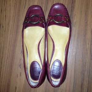 Frye flats, Oxblood in color barley worn.