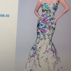Print Sweetheart Neckline Evening Gown