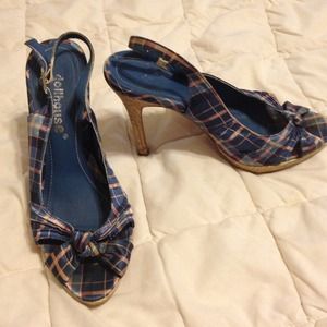 Blue plaid heels size 6.5