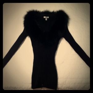 Reduced! Cache fur collar, full zip sweater