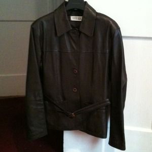 Leather jacket, chocolate brown.