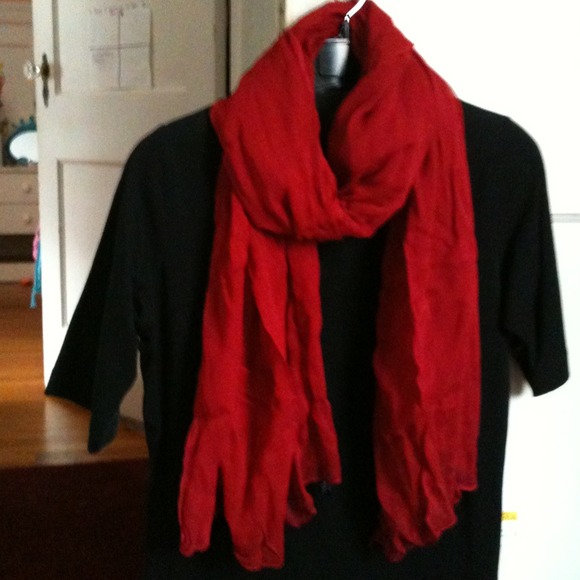 Scarlet rayon scarf.