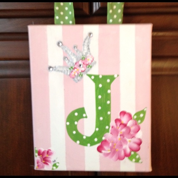 Handpainted girls canvas sign