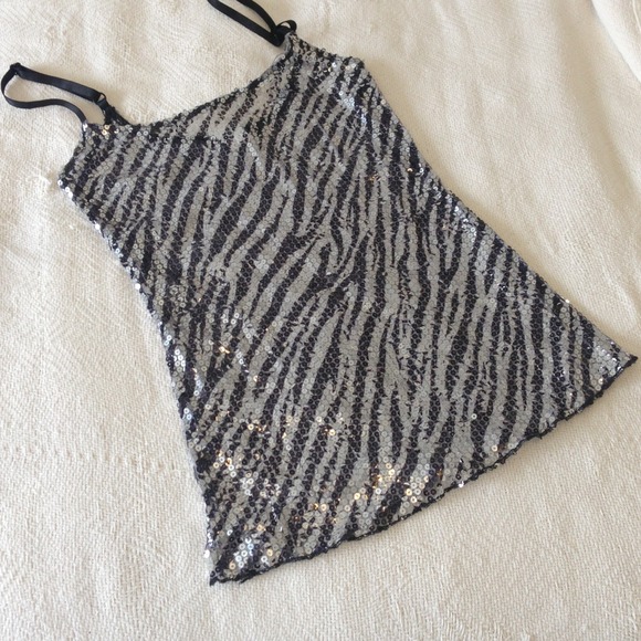 SOLD****Silver n black Sequins Zebra pattern
