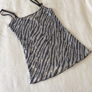 SOLD****Silver n black Sequins Zebra pattern