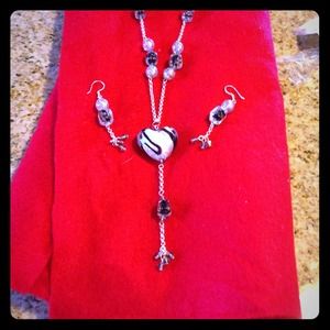 New silver long necklace and earrings set!