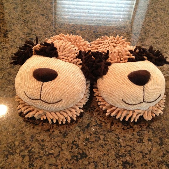 Fluffy chenille doggie house slippers