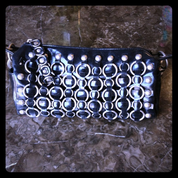 Black leather handbag by Marc Ecko "red"