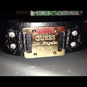 Guess Black Leather Belt w/ gold detail