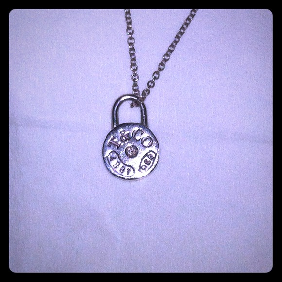 Tiffany & Co 16" diamond pendant necklace, 925 SS